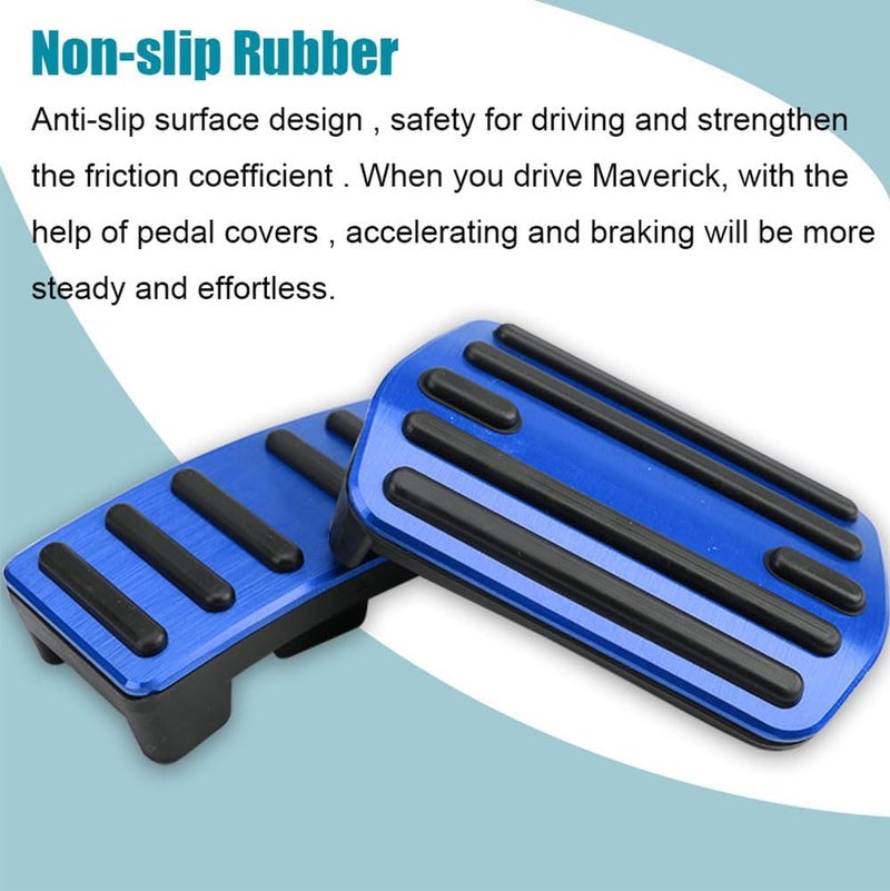 LEXLEY 2PCS Anti-Slip Aluminum Brake Gas Pedal Pads,Auto No Drilling Accelerator Pedal Covers Only for Ford 2022 2023 2024 2025 2026 Maverick-Blue - Image 3